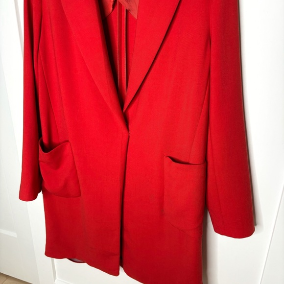 Massimo Dutti Red Wool Blend Coat Long Blazer Jacket Size 38 US 6 - Picture 4 of 9